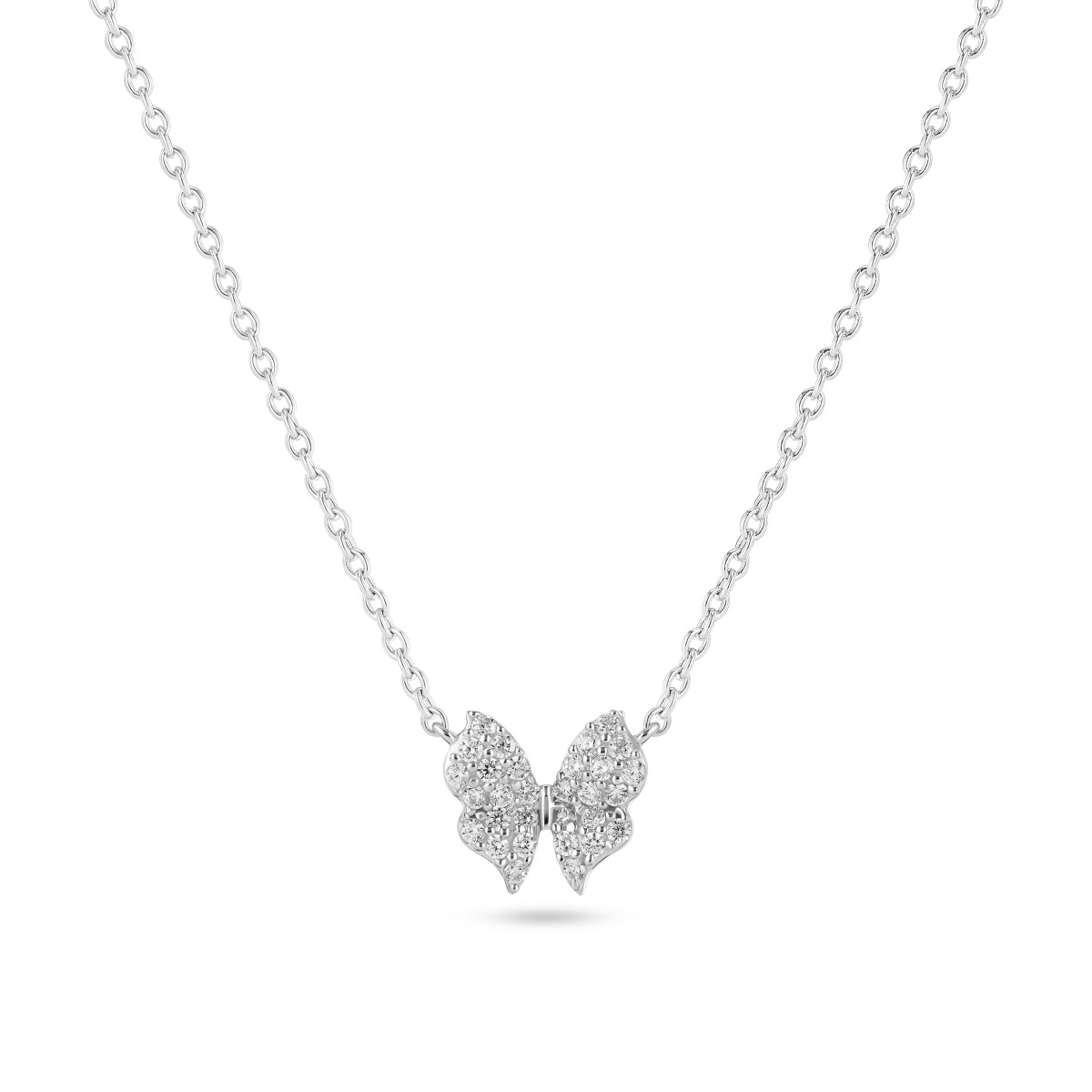 Sif Jakobs SJ-N2700-CZ zilveren ketting met vlindervormige hanger en zirkonia - 12.5 mm breed - Lengte 45 cm