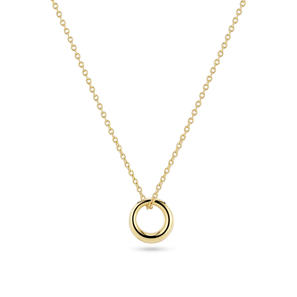 Sif Jakobs SJ-N2711-YG zilveren ketting met ronde glanzende hanger goudkleurig - Lengte 45 cm