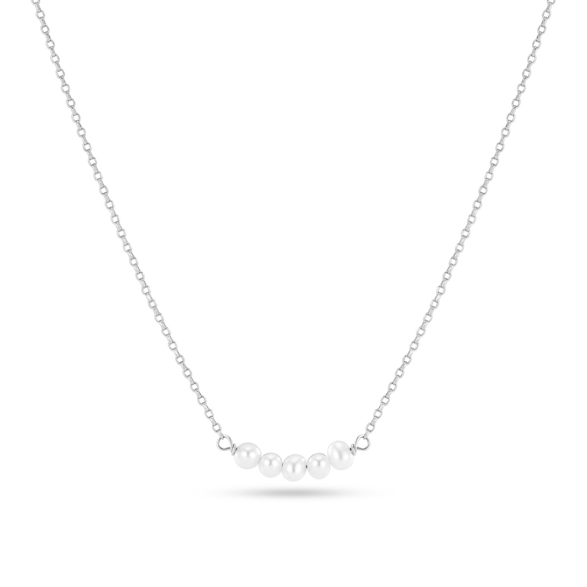 Sif Jakobs SJ-N2735-P zilveren ketting met ronde witte stenen - Lengte 54 cm