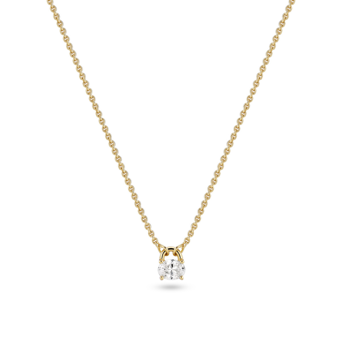 Sif Jakobs SJ-N2744-CZ-YG zilveren ketting met ronde zirkonia hanger 3 mm breed - Lengte 45 cm