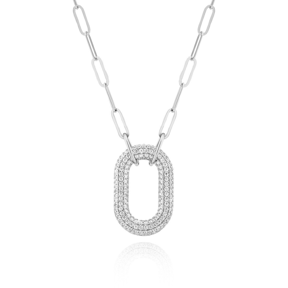 Sif Jakobs SJ-N62014-CZ zilveren ketting met ovale hanger van zirkonia 4 mm breed - Lengte