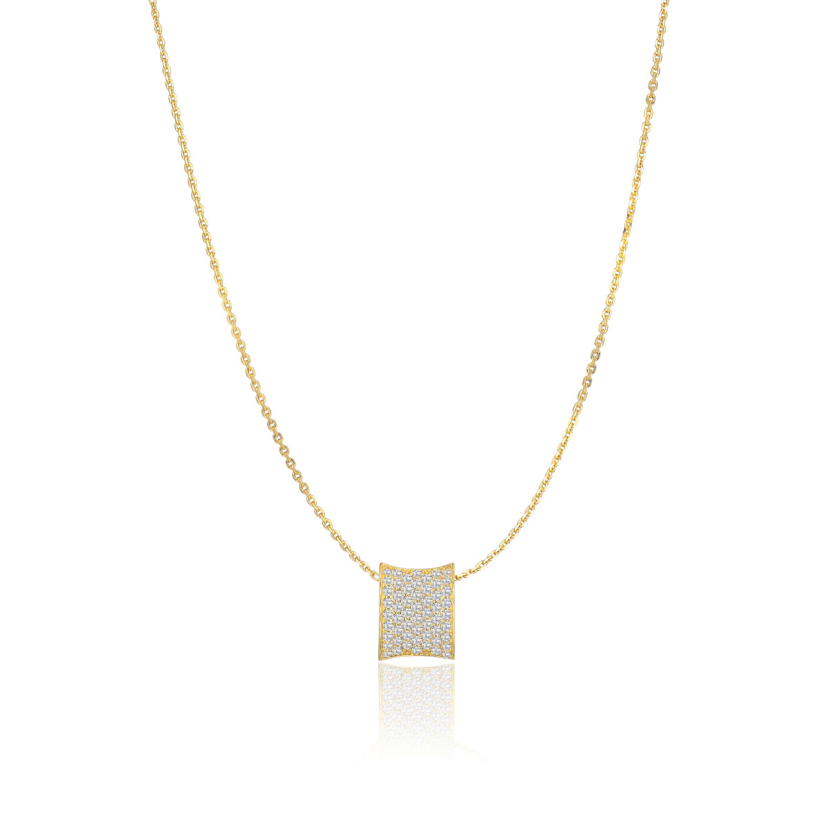 Sif Jakobs SJ-P2391-CZ-YG gold plated ketting met zirkonia hanger 11 mm breed - Lengte 45 cm