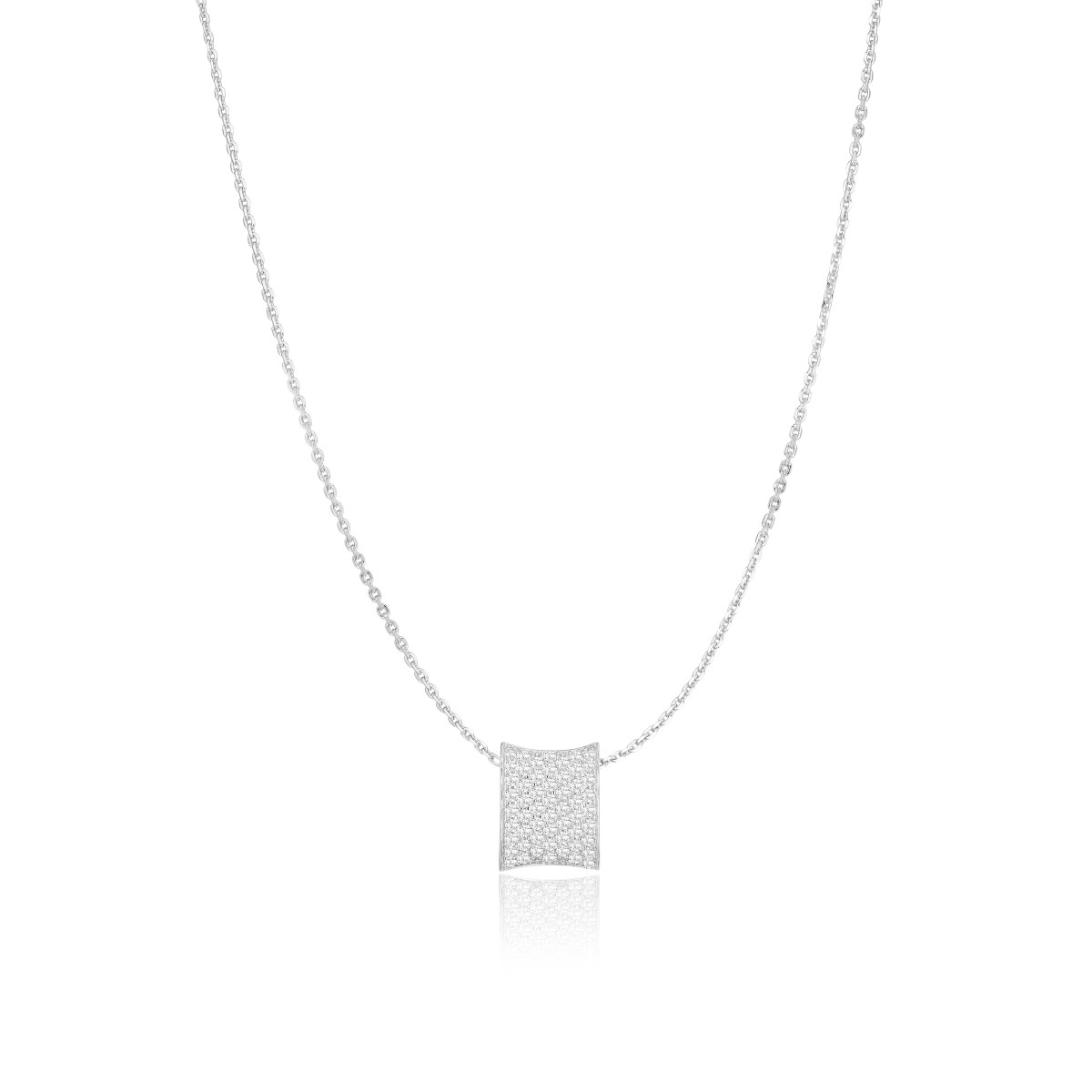 Sif Jakobs SJ-P2391-CZ zilveren ketting met pavéset zirkonia hanger 11 mm breed - Lengte 45 cm