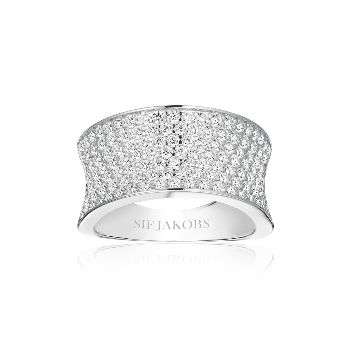 Sif Jakobs SJ-R2393-CZ zilveren ring gedraaide band pavé zirkonia 11 mm breed
