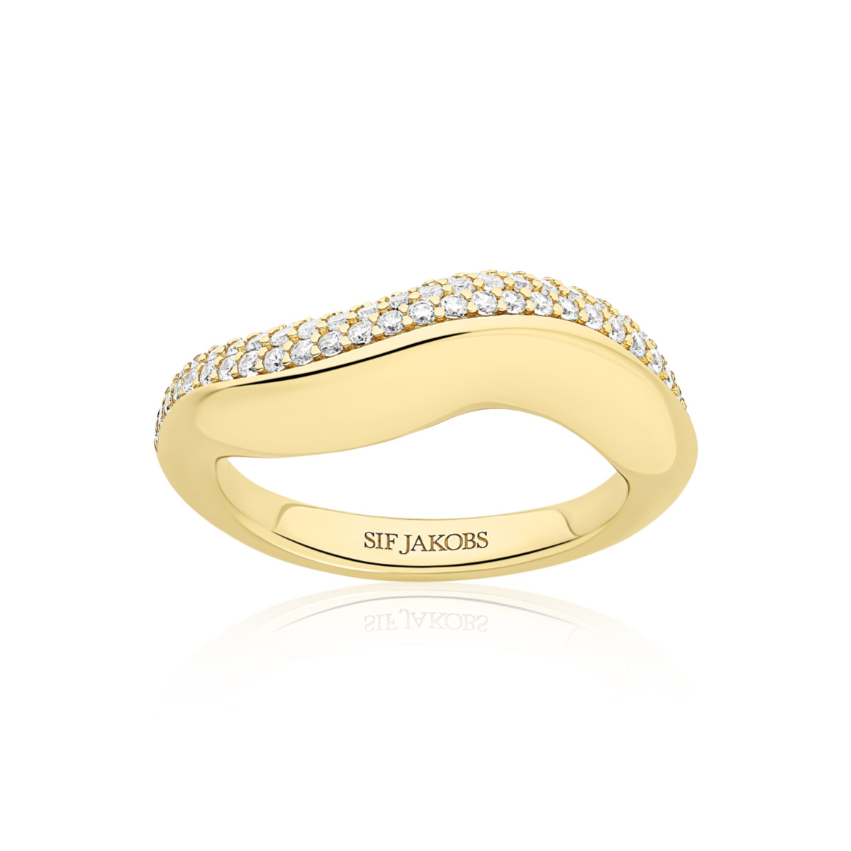 Sif Jakobs SJ-R2483-CZ-YG gold plated ring met pavégezette zirkonia 8 mm breed