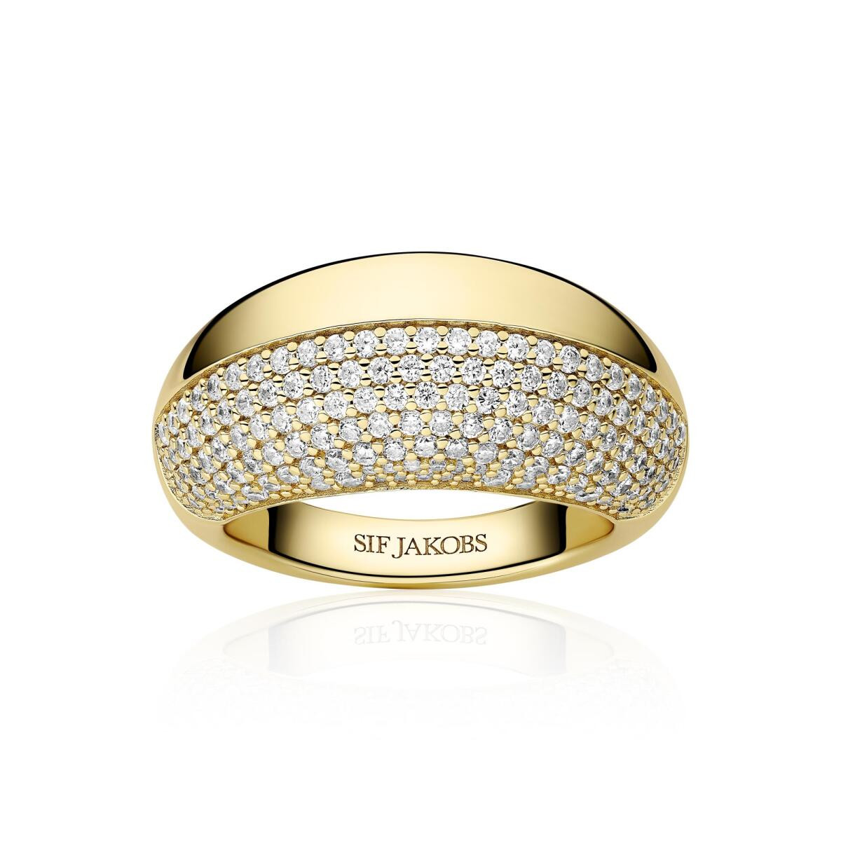 Sif Jakobs SJ-R2487-CZ-YG goudkleurige ring met brede band pavé zirkonia 11 mm breed