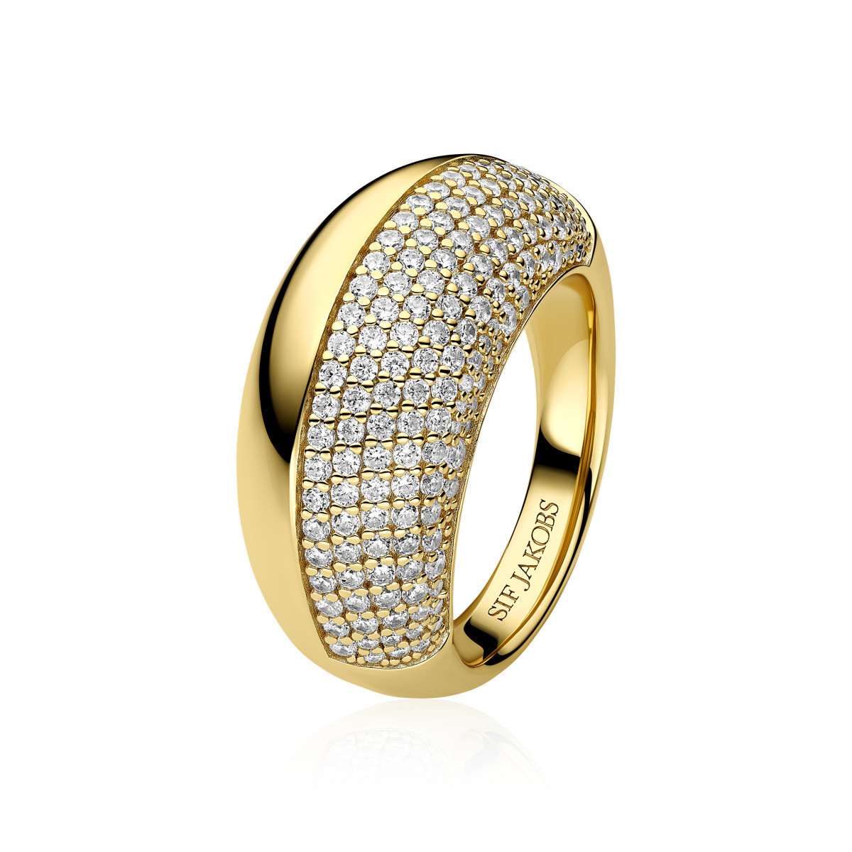 Sif Jakobs SJ-R2487-CZ-YG goudkleurige ring met brede band pavé zirkonia 11 mm breed