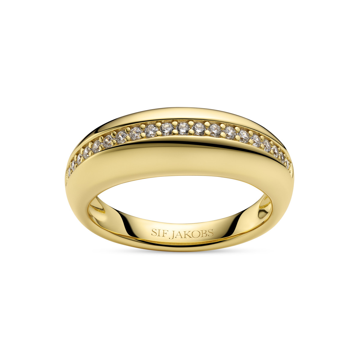 Sif Jakobs SJ-R2588-CZ-YG gold plated ring met transparante zirkonia glanzend 6.7 mm breed