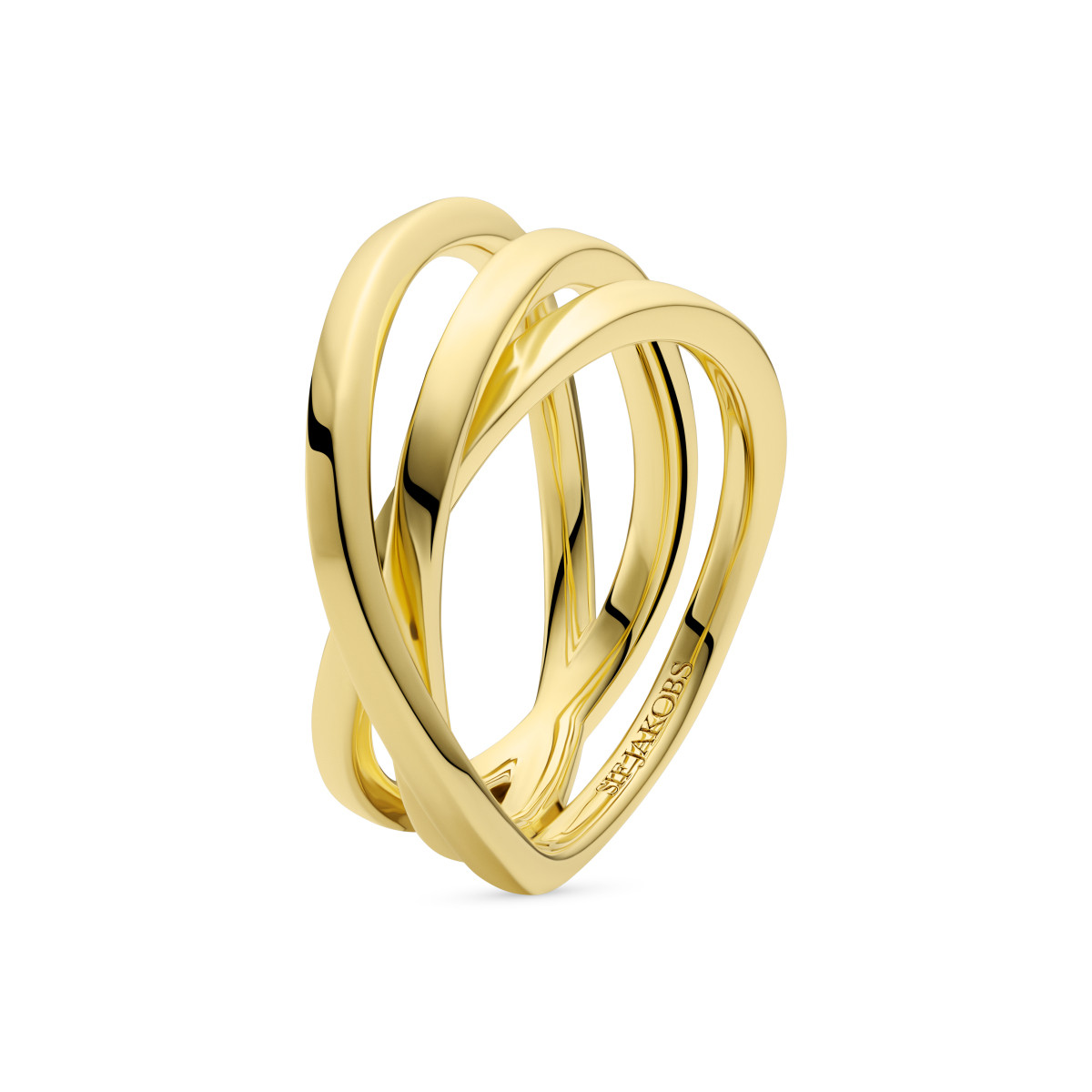 Sif Jakobs SJ-R2590-YG gold plated ring met drie overlappende cirkels breed 13 mm