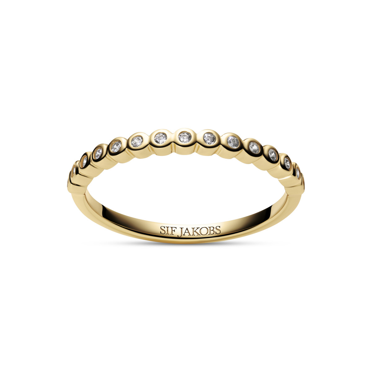 Sif Jakobs SJ-R2750-CZ-YG gold plated ring zirkonia golvende segmenten 2 mm breed