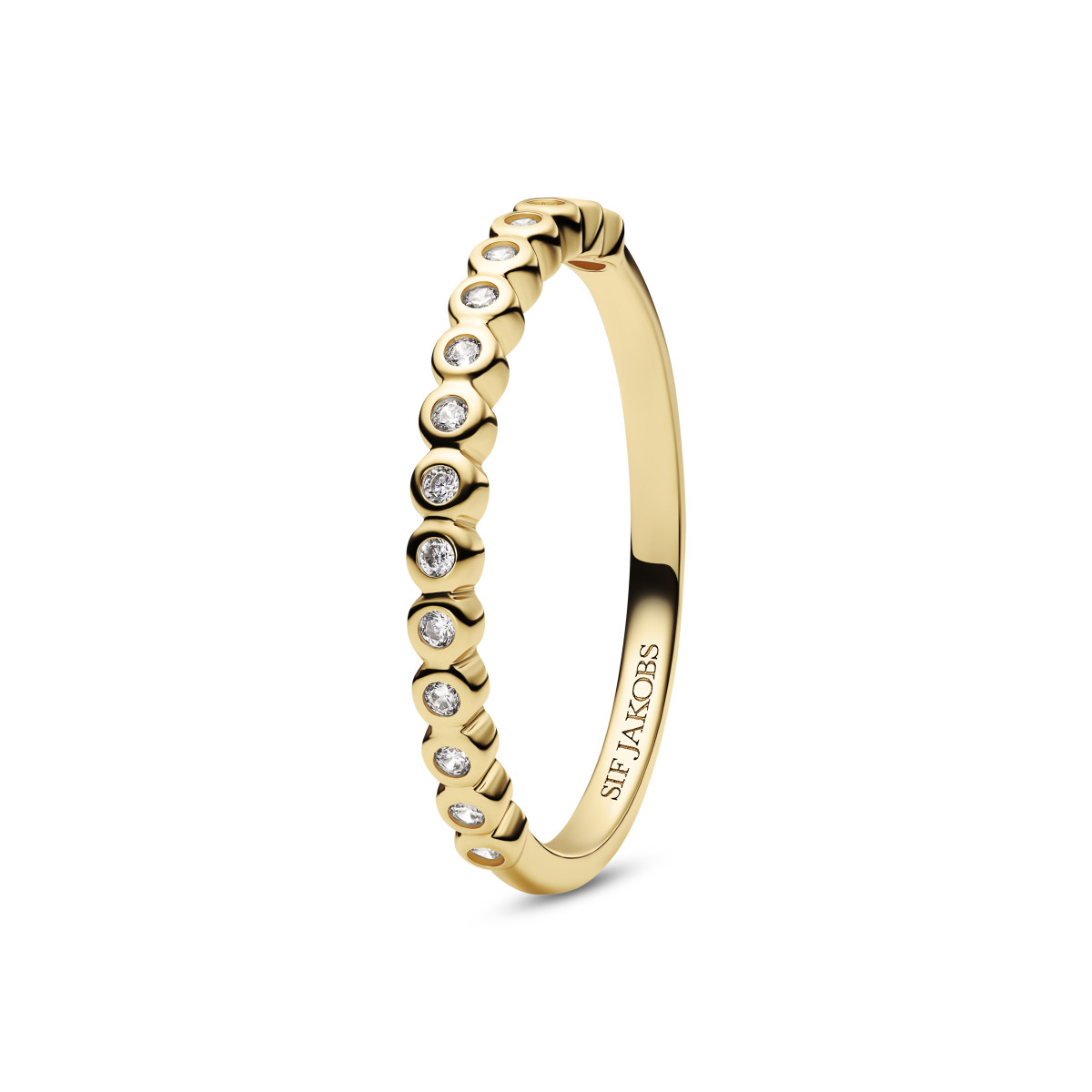 Sif Jakobs SJ-R2750-CZ-YG gold plated ring zirkonia golvende segmenten 2 mm breed