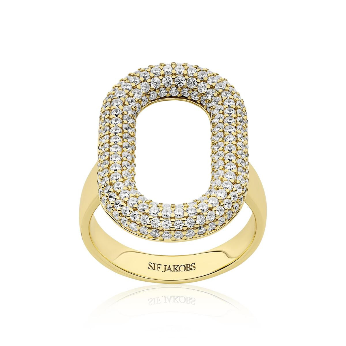 Sif Jakobs SJ-R62014-CZ-YG goudkleurige ring met zirkonia ovale opengewerkte top