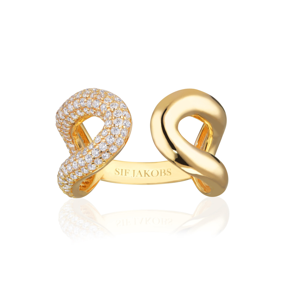 Sif Jakobs SJ-R62015-CZ-SG gold plated ring met open ontwerp zirkonia 4 mm breed