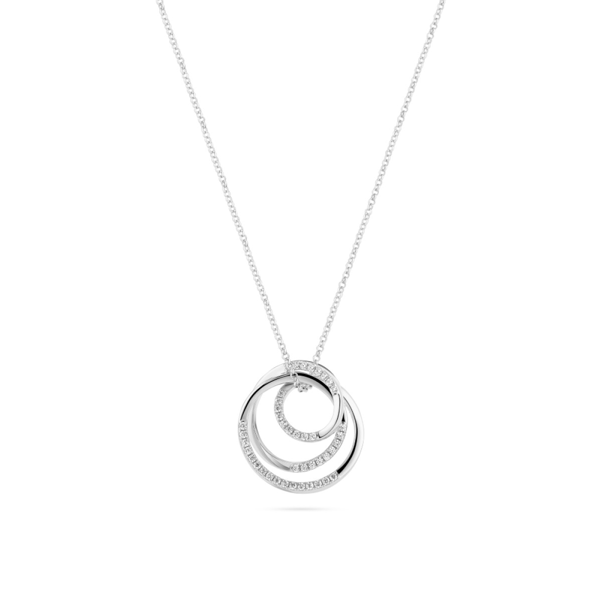 Sif Jakobs Spirale Grande SJ-N2590-CZ Zilveren ketting met stijlvolle hanger en zirkonia - 25 mm-max. 50 cm