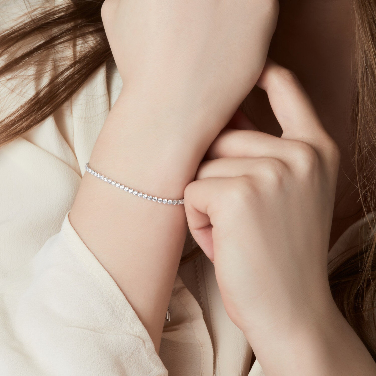 Sif Jakobs zilveren armband met een rij transparante zirkonia's SJ-B42032-CZ-SS