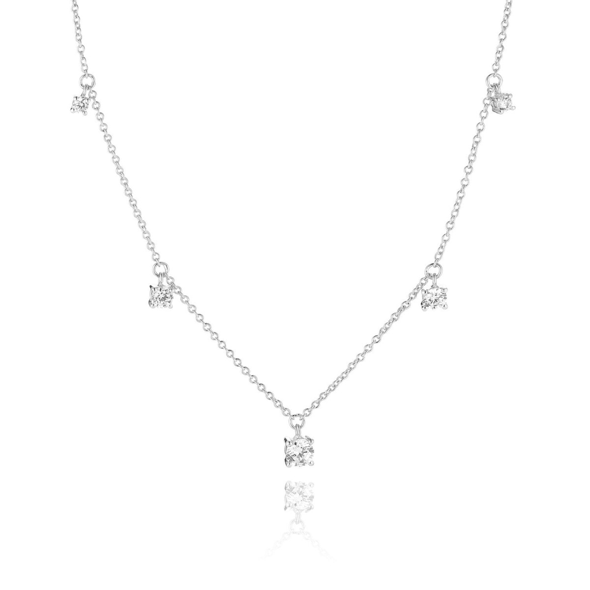 Sif Jakobs zilveren kettting met vijf zirkonia hangers SJ-N42125-CZ-SS