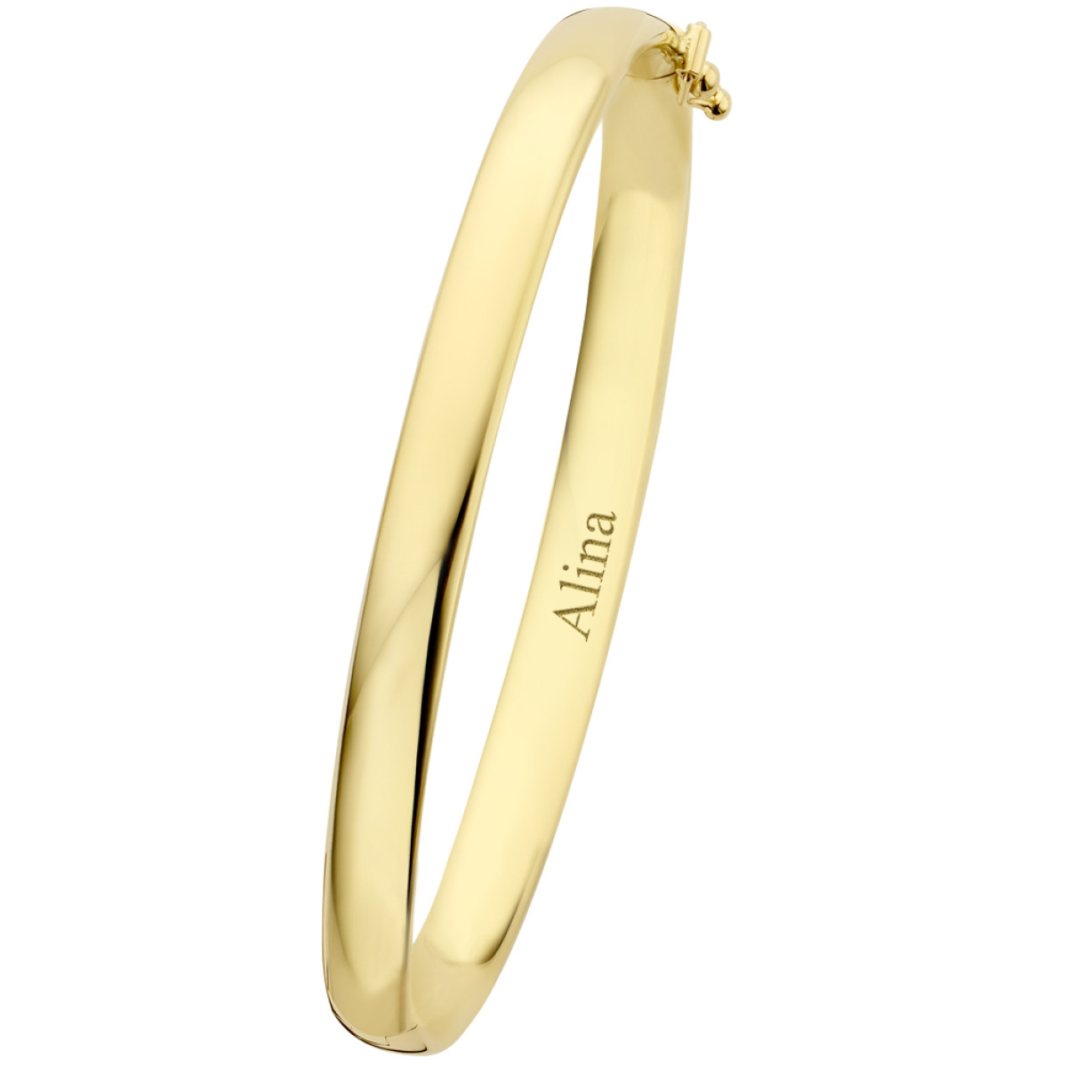 Gouden slavenarmband met gravure 6 mm ovaal 
