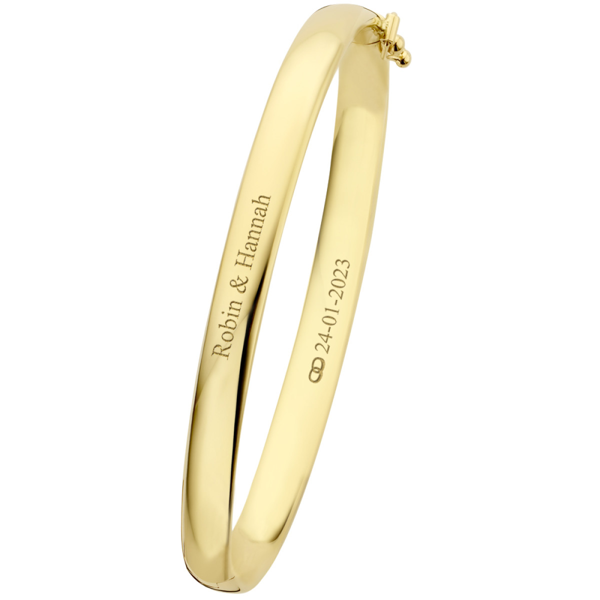 Gouden slavenarmband met gravure 6 mm ovaal 