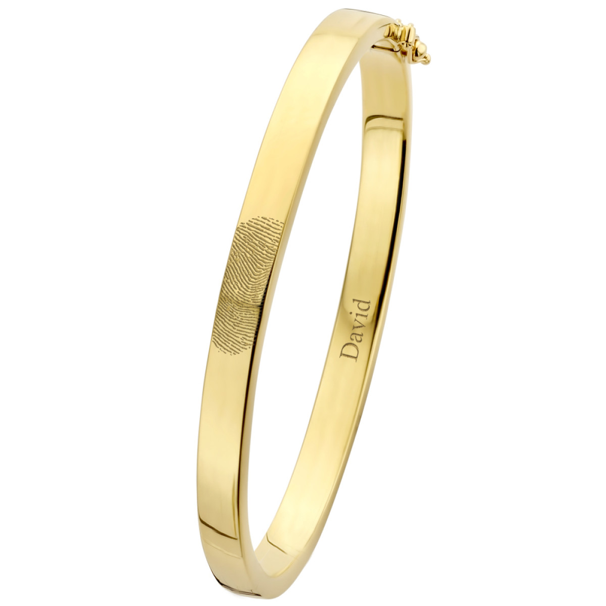 Massief gouden slavenarmband met een kern van zilver graveerbaar 6 mm  