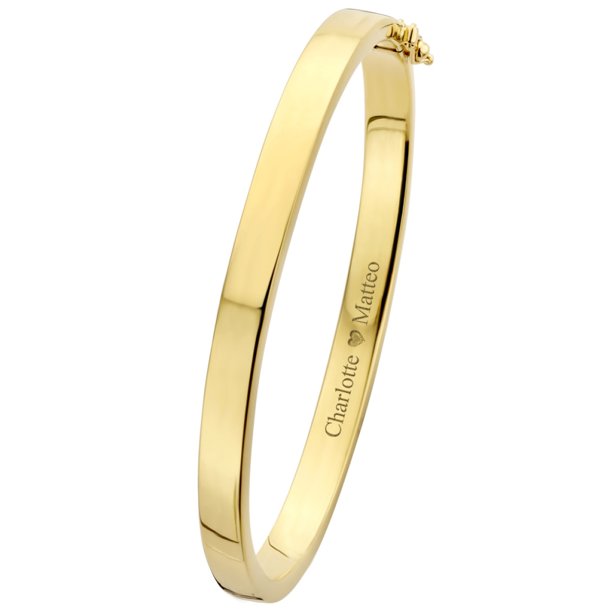 Massief gouden slavenarmband met een kern van zilver graveerbaar 6 mm  