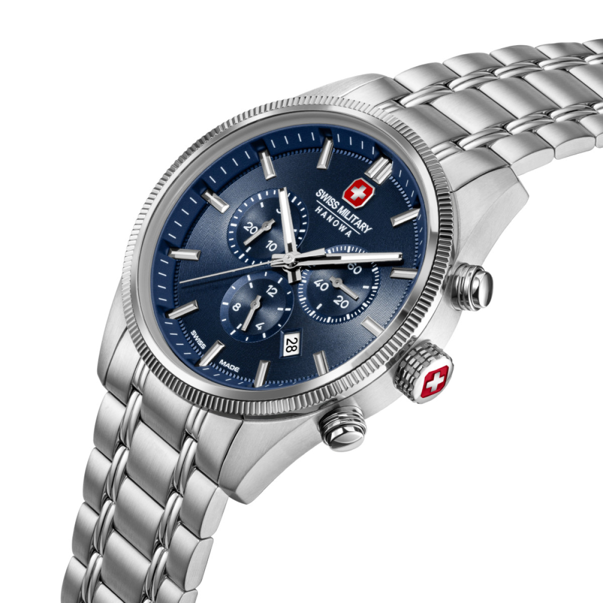 Swiss Military Hanowa Airman First Class SMWGI0003104 horloge met stalen kast en blauwe wijzerplaat 43 mm