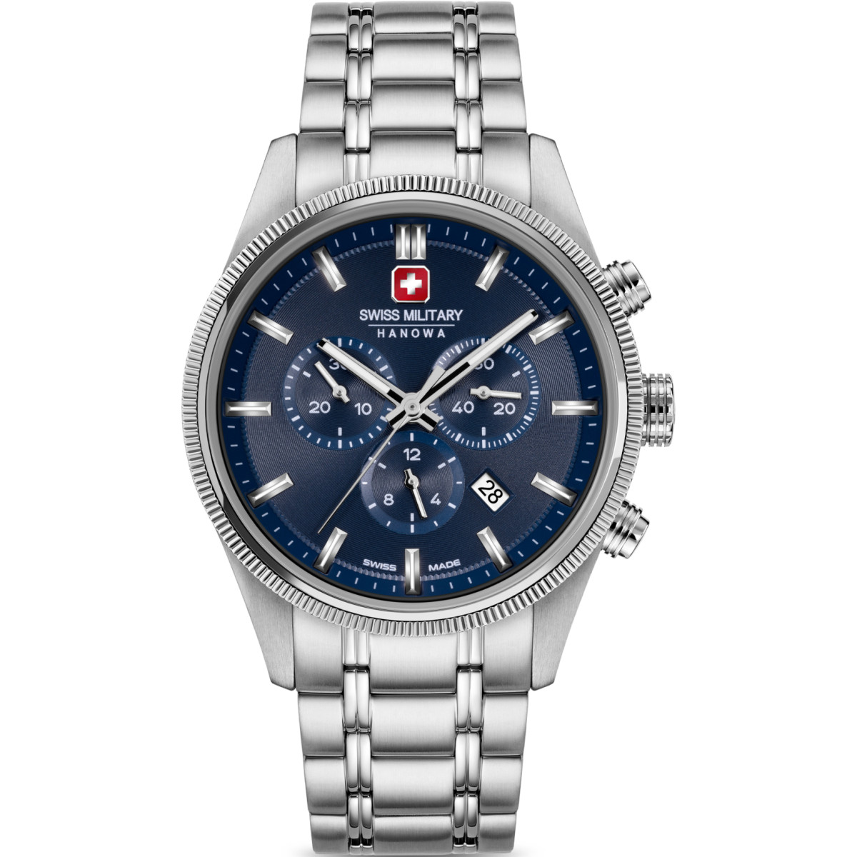 Swiss Military Hanowa Airman First Class SMWGI0003104 horloge met stalen kast en blauwe wijzerplaat 43 mm