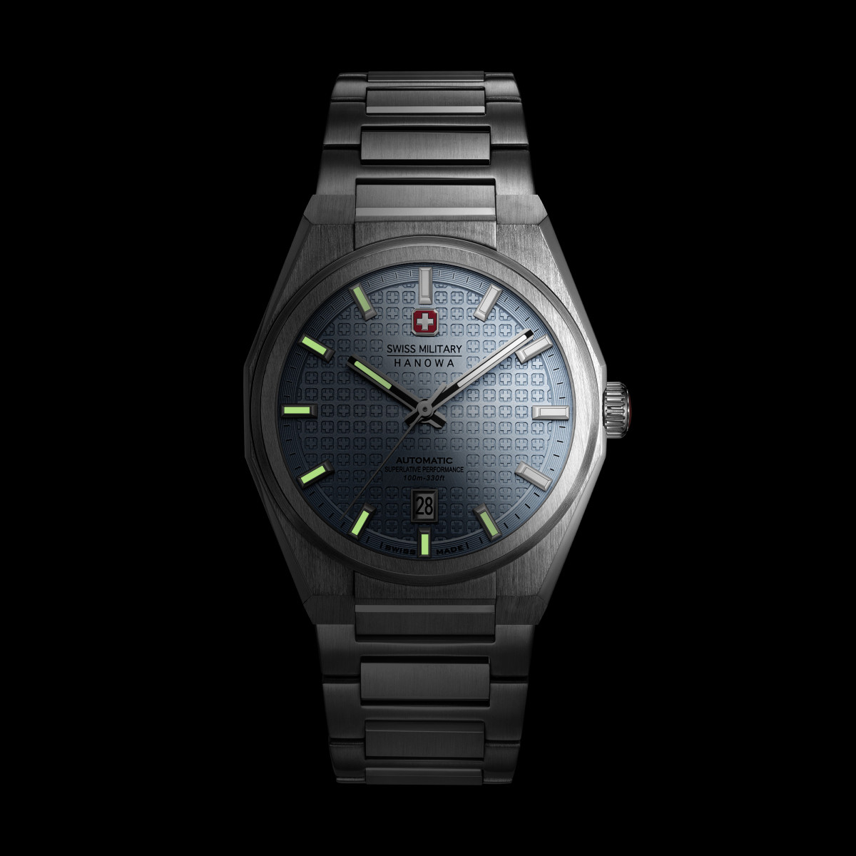Swiss Military Hanowa Avalanche Icon SMWGL0006904 horloge met blauwe wijzerplaat en zilverkleurige stalen band