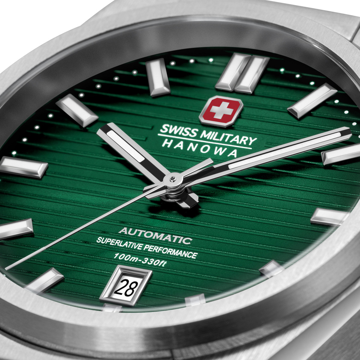 Swiss Military Hanowa Avalanche SMWGL0006902 groen horloge met stalen schakelband en datum - Ø 41 mm