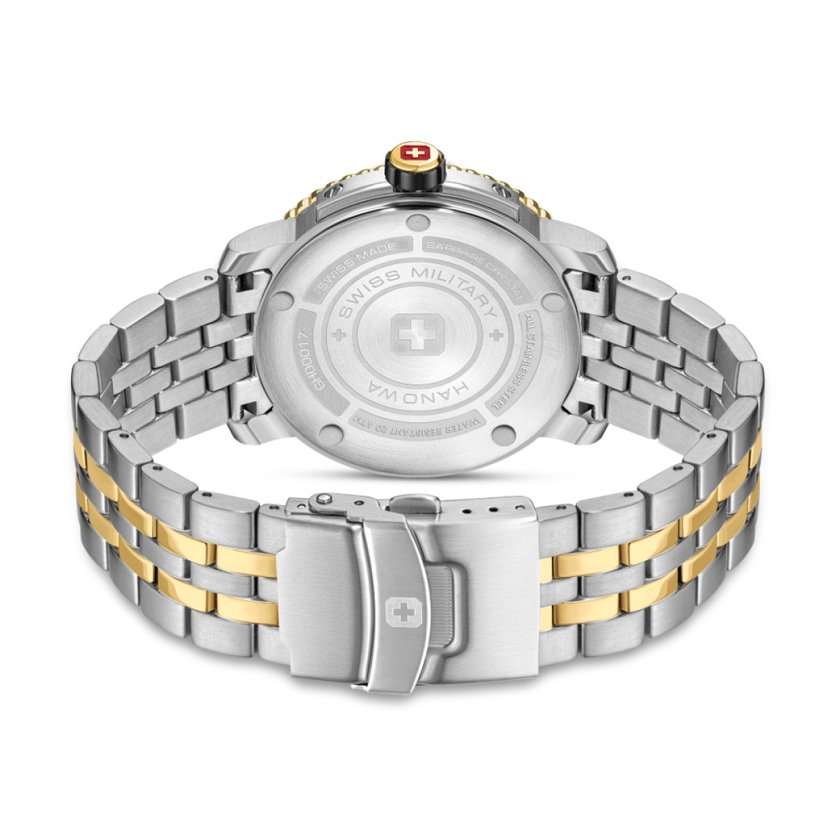 Swiss Military Hanowa Black Marlin SMWGH0001761 Quartz duikhorloge in zilver-en goudkleurig staal - Ø 44 mm
