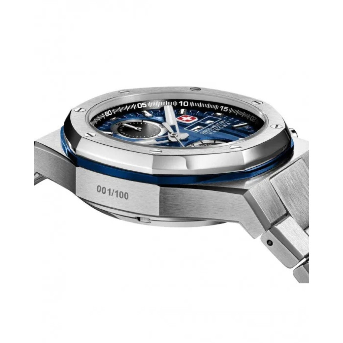 Swiss Military Hanowa Damask Legends SMWGL0007001 automatisch horloge met blauwe wijzerplaat en stalen band