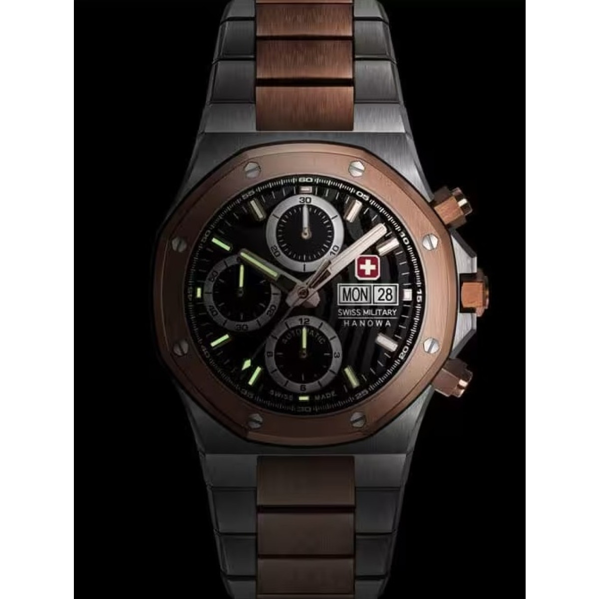 Swiss Military Hanowa Damask Legends SMWGL0007060 bicolor horloge staal en rosé plated met chronograaf