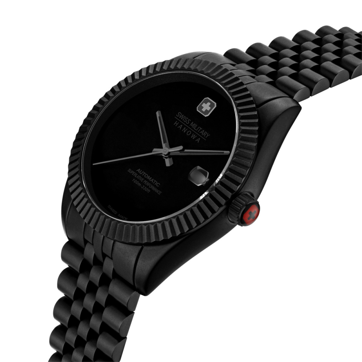 Swiss Military Hanowa Dark Night SMWGL0005530 automatisch horloge van staal met zwarte kast en band - Ø 41 mm