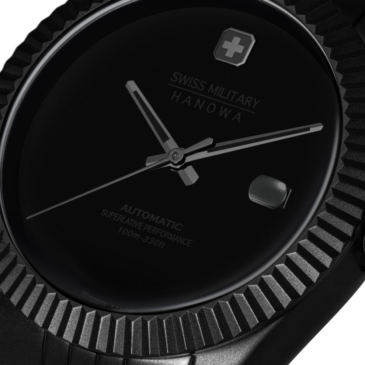Swiss Military Hanowa Dark Night SMWGL0005530 automatisch horloge van staal met zwarte kast en band - Ø 41 mm