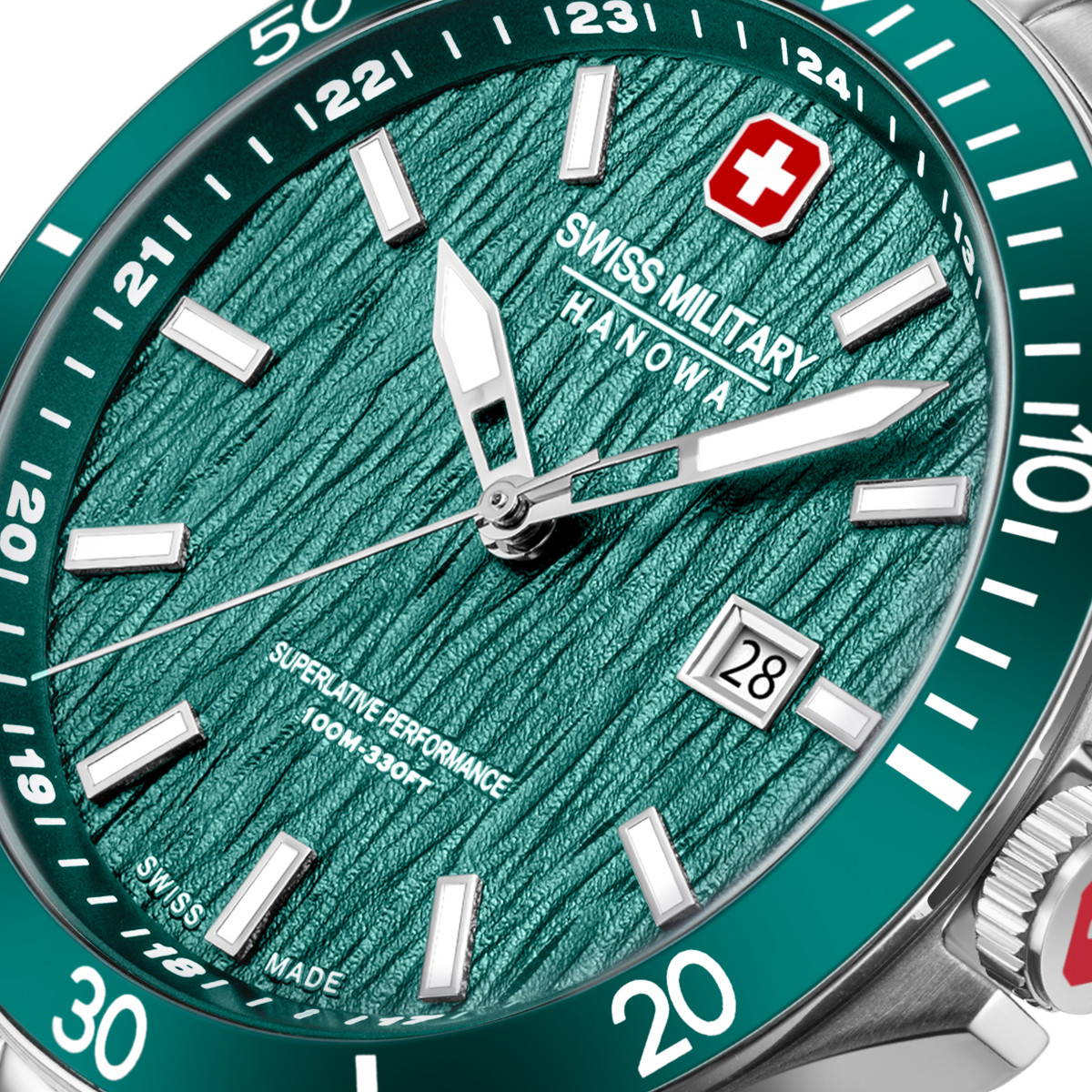 Swiss Military Hanowa Flagship Elements Earth SMWGH0006704 stalen horloge met groene wijzerplaat - Ø 42 mm