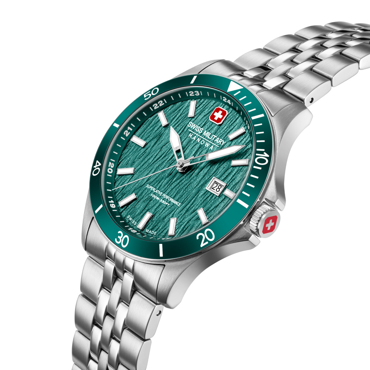 Swiss Military Hanowa Flagship Elements Earth SMWGH0006704 stalen horloge met groene wijzerplaat - Ø 42 mm