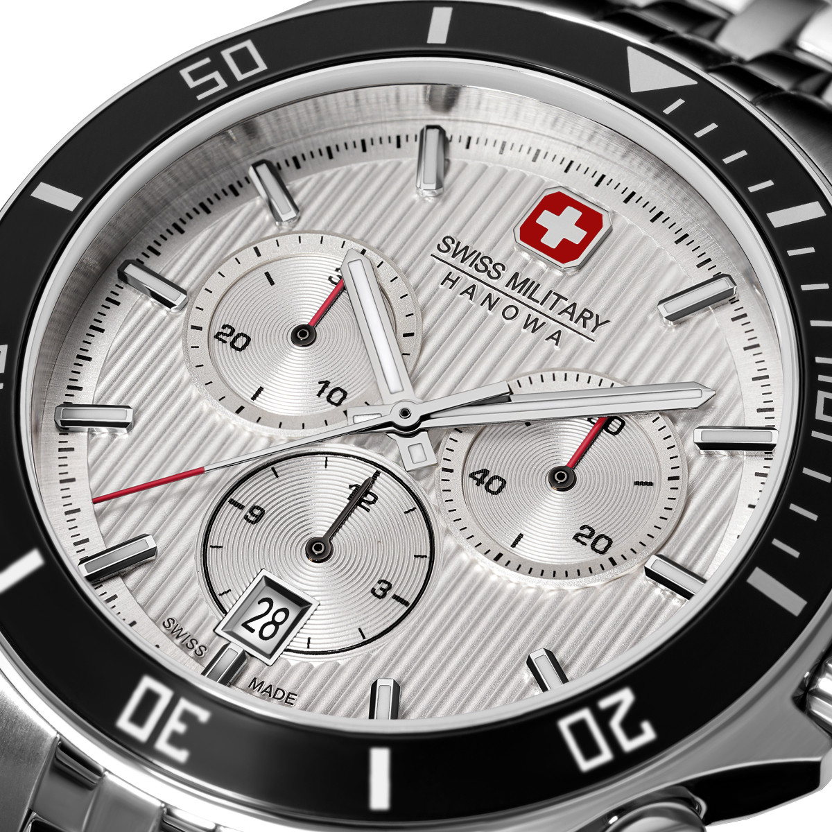 Swiss Military Hanowa Flagship SMWGI0007602 chronograaf horloge van zilverkleurig staal - Ø 42 mm