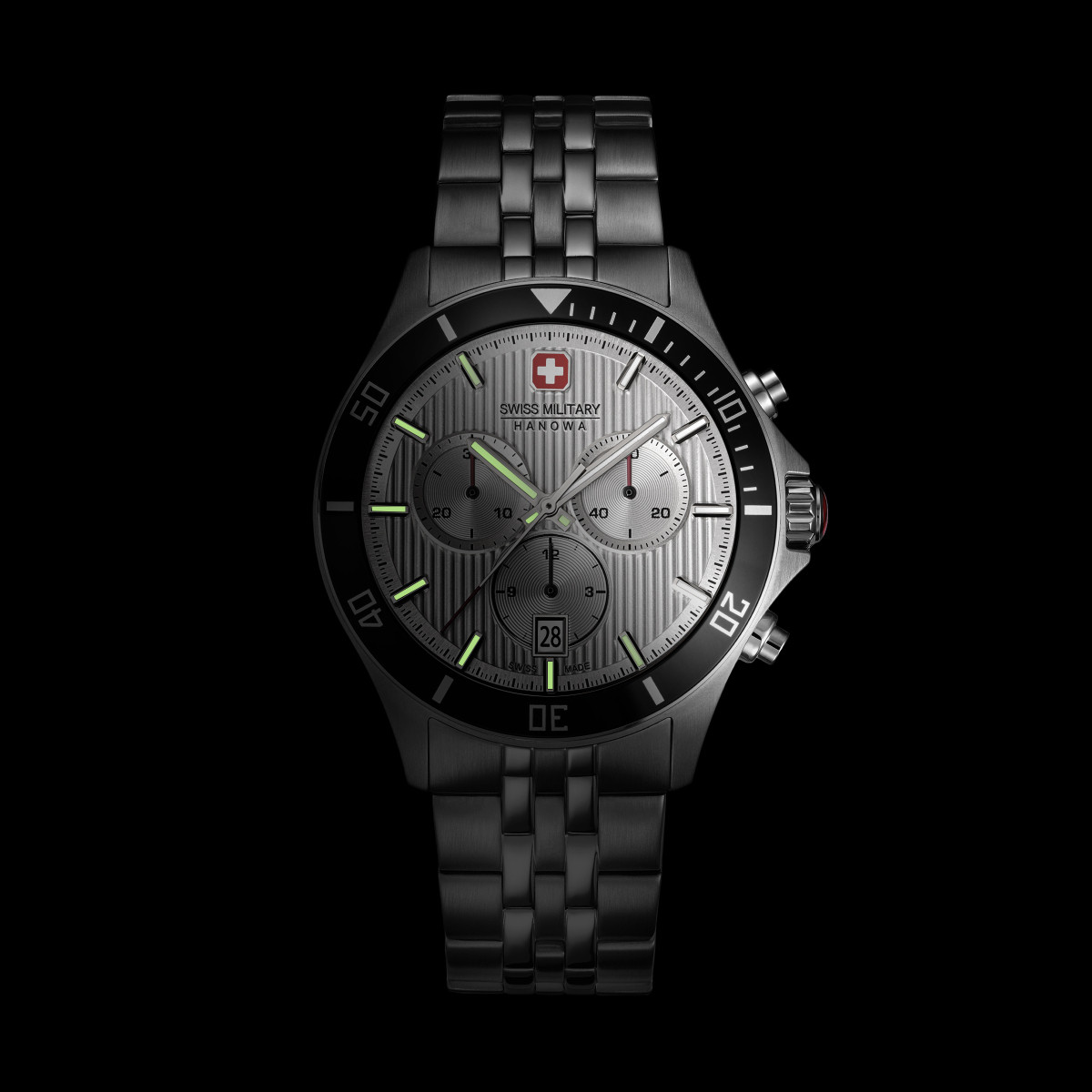 Swiss Military Hanowa Flagship SMWGI0007602 chronograaf horloge van zilverkleurig staal - Ø 42 mm