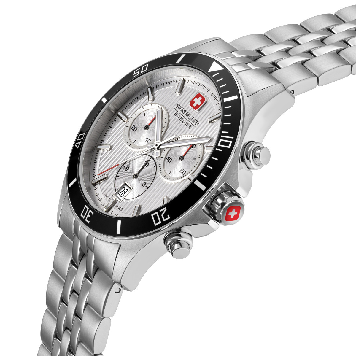 Swiss Military Hanowa Flagship SMWGI0007602 chronograaf horloge van zilverkleurig staal - Ø 42 mm