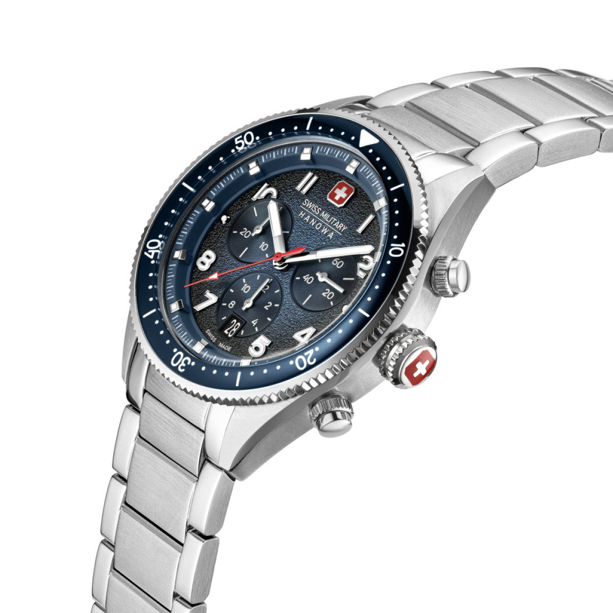 Swiss Military Hanowa Greyhound SMWGI0003804 chronograaf horloge van staal met blauwe wijzerplaat - Ø 43 mm