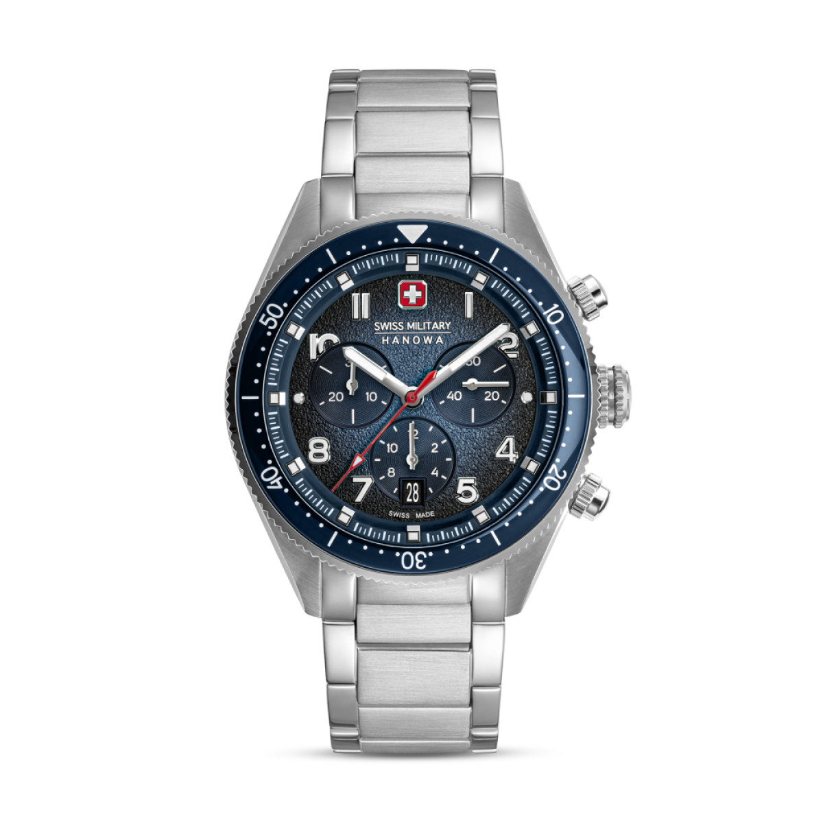 Swiss Military Hanowa Greyhound SMWGI0003804 chronograaf horloge van staal met blauwe wijzerplaat - Ø 43 mm