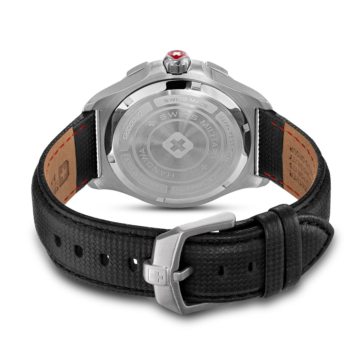 Swiss Military Hanowa Jockworth SMWGB0008001 Zwitsers horloge met zwarte leren band en datum - Ø 42 mm