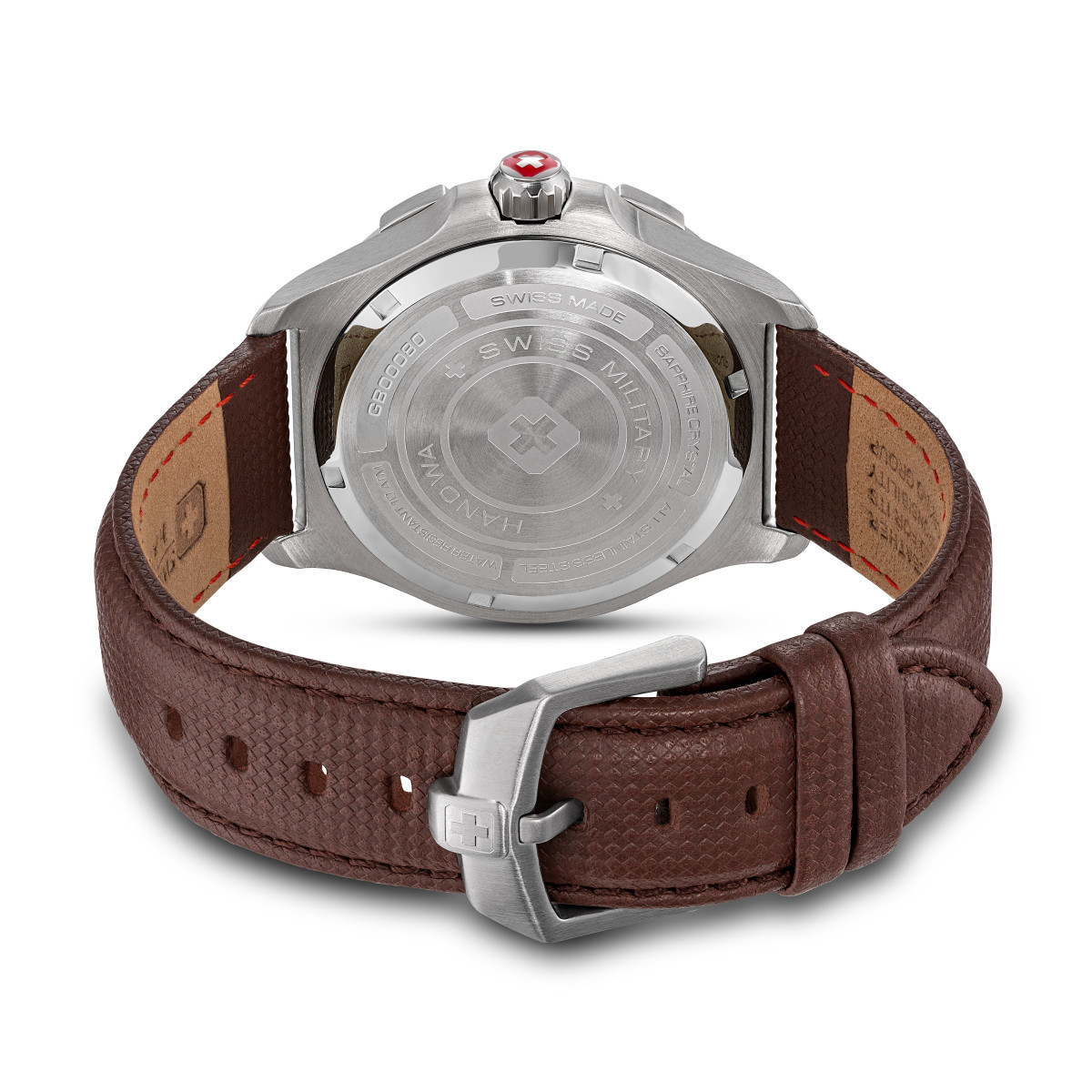 Swiss Military Hanowa Jockworth SMWGB0008002 bruin horloge met leren band en zwarte wijzerplaat - Ø 42 mm