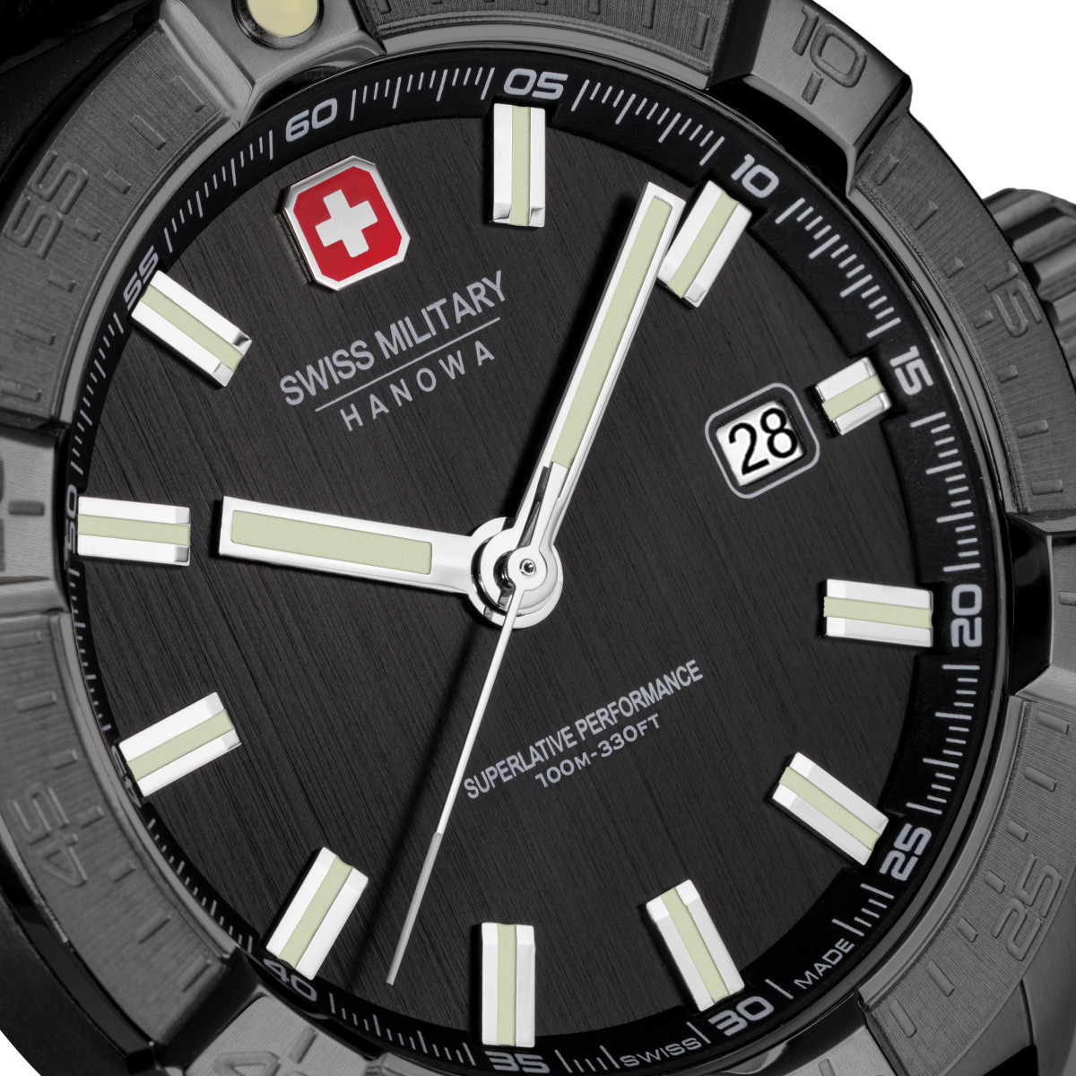Swiss Military Hanowa Jockworth SMWGB0008030 horloge met zwarte kast en bruine leren band - Ø 42 mm