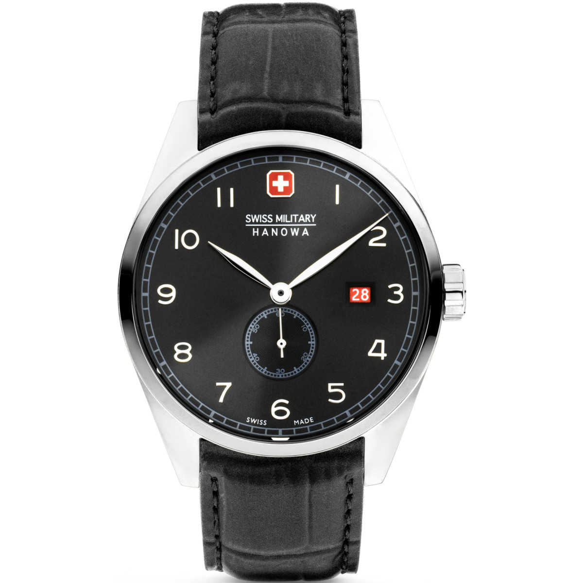 Swiss Military Hanowa Lynx SMWGB0000703 Quartz horloge met zwarte band en wijzerplaat - Ø 42 mm