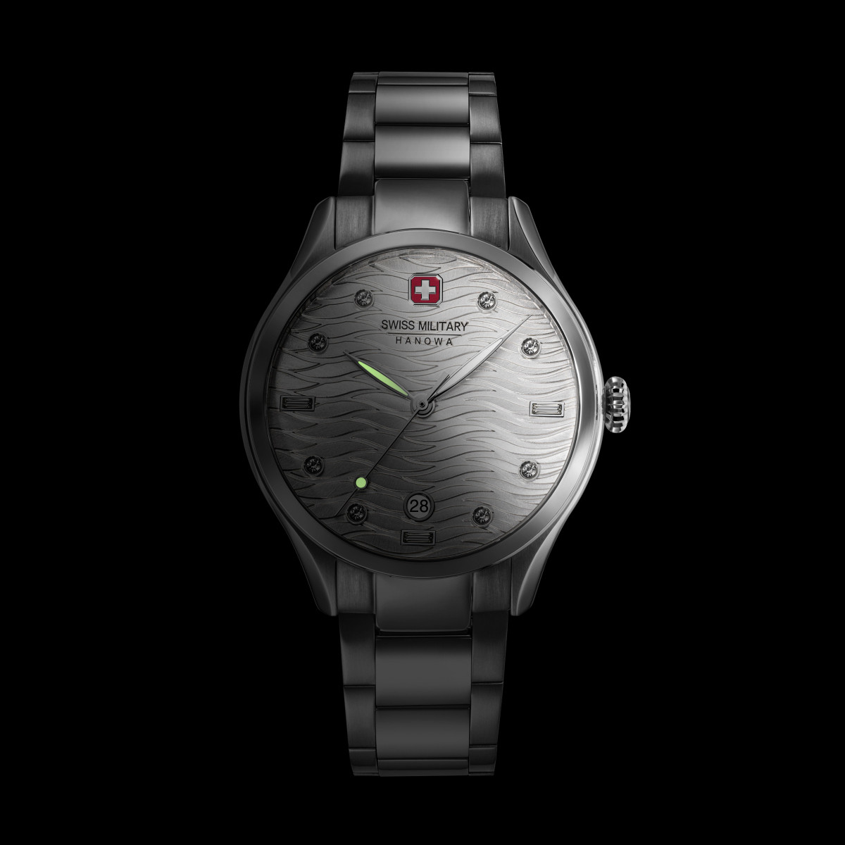 Swiss Military Hanowa Manta Lady SMWLH0005301 dameshorloge van zilverkleurig staal met datum - Ø 38 mm