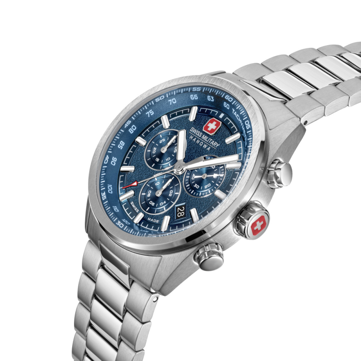 Swiss Military Hanowa Navalus Pro Chrono SMWGI0004205 chronograaf-horloge van zilverkleurig staal - Ø 43 mm