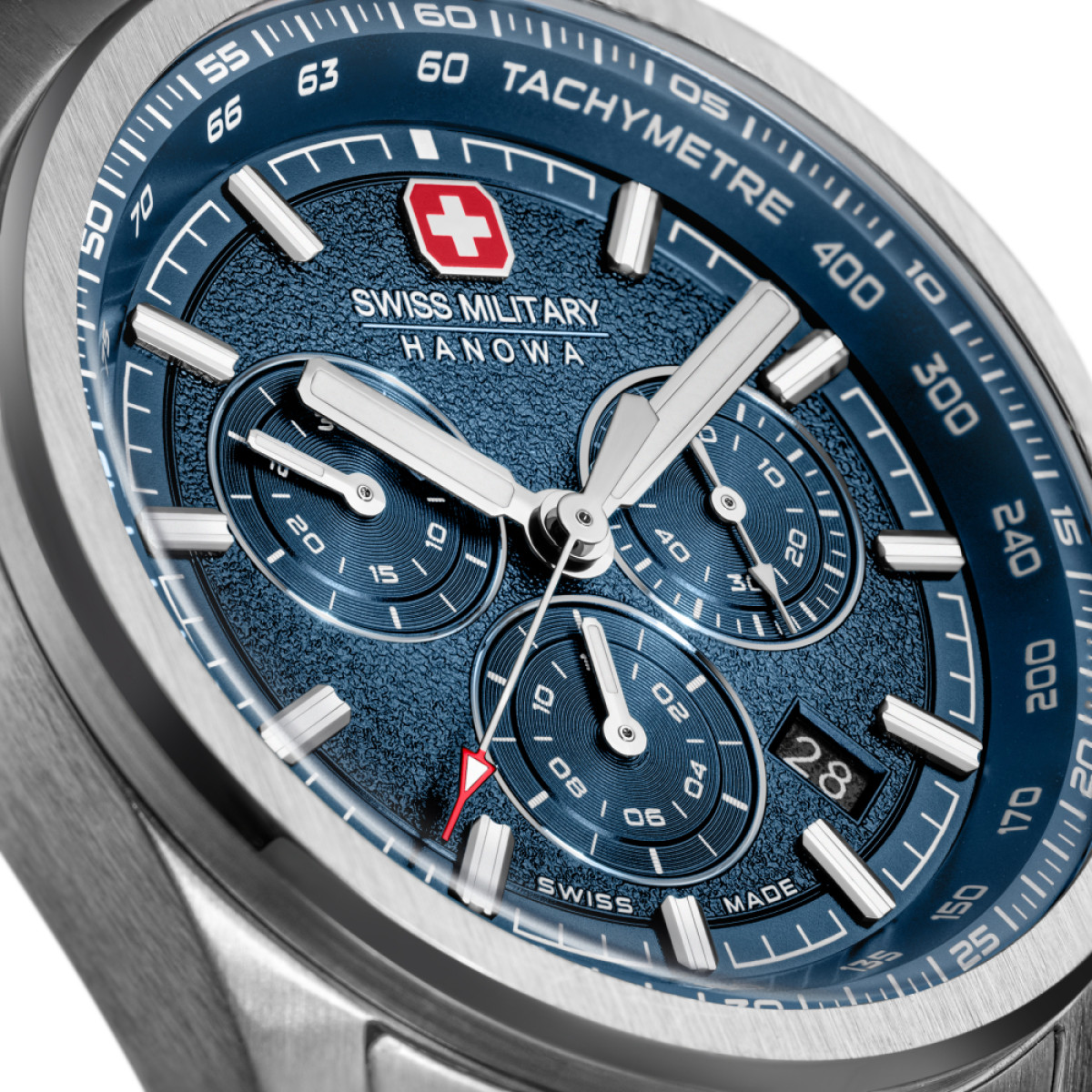 Swiss Military Hanowa Navalus Pro Chrono SMWGI0004205 chronograaf-horloge van zilverkleurig staal - Ø 43 mm