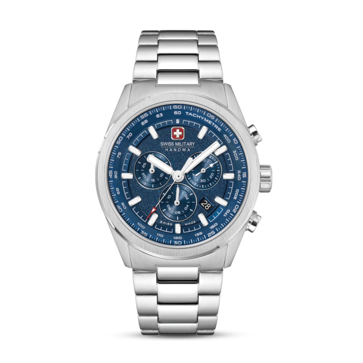 Swiss Military Hanowa Navalus Pro Chrono SMWGI0004205 chronograaf-horloge van zilverkleurig staal - Ø 43 mm