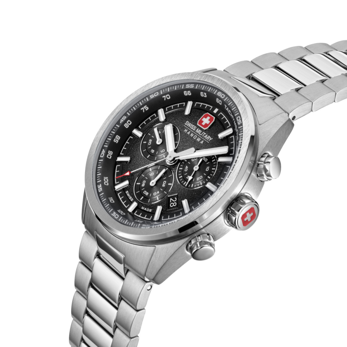 Swiss Military Hanowa Navalus Pro SMWGI0004204 chronograaf herenhorloge van zilverkleurig staal - Ø 43 mm