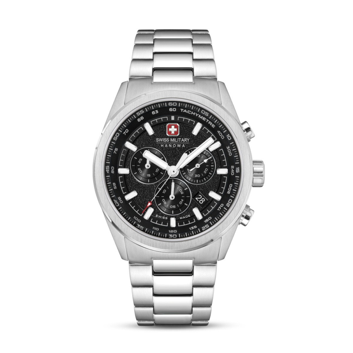Swiss Military Hanowa Navalus Pro SMWGI0004204 chronograaf herenhorloge van zilverkleurig staal - Ø 43 mm